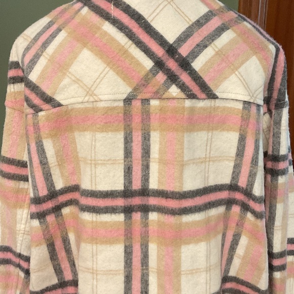 Zara Pink and Cream Plaid Jacket, Size M - Picture 4 of 5